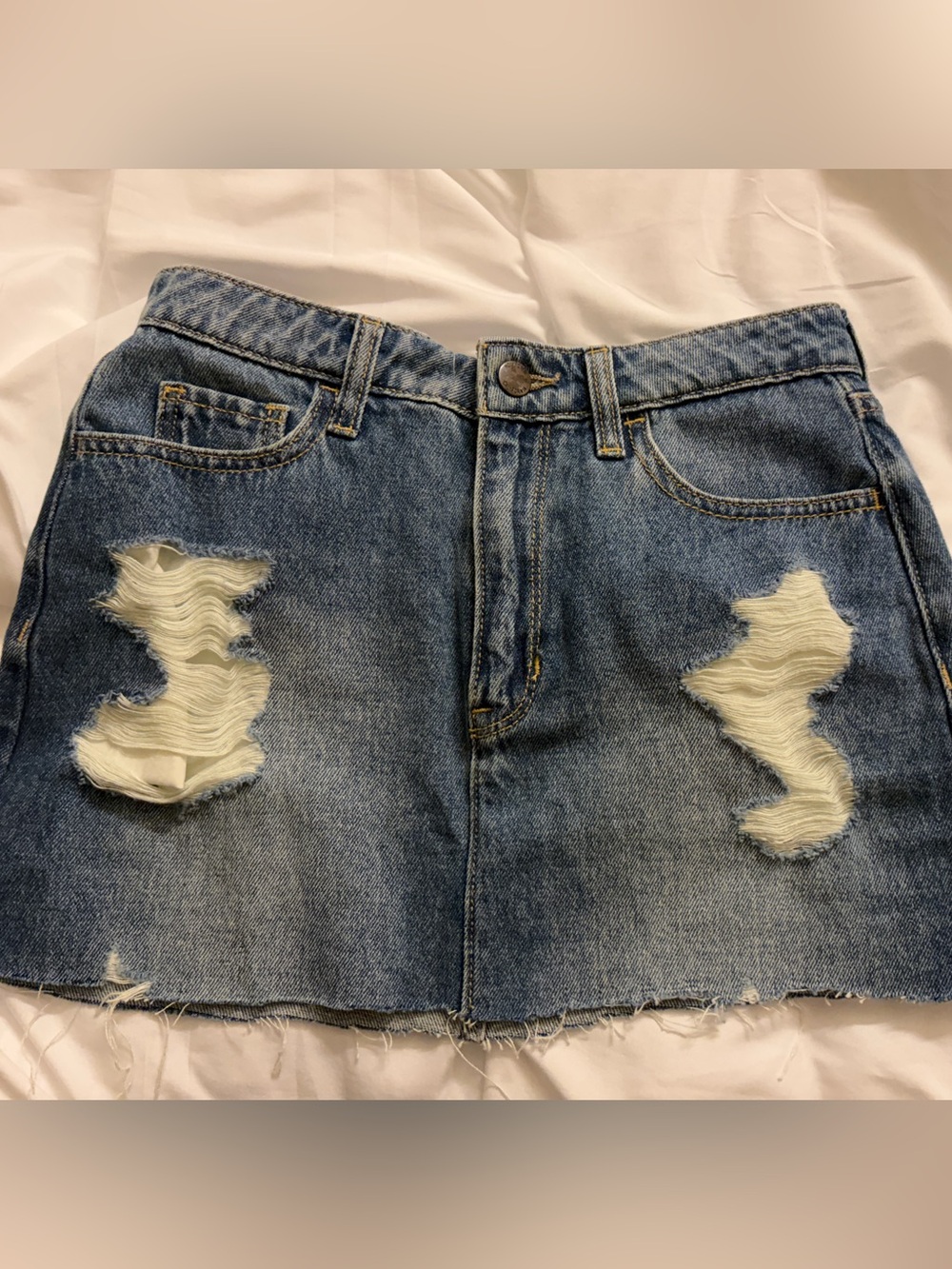 Hollister Ultra High-Rise Light Wash Denim Skirt- Light Blue